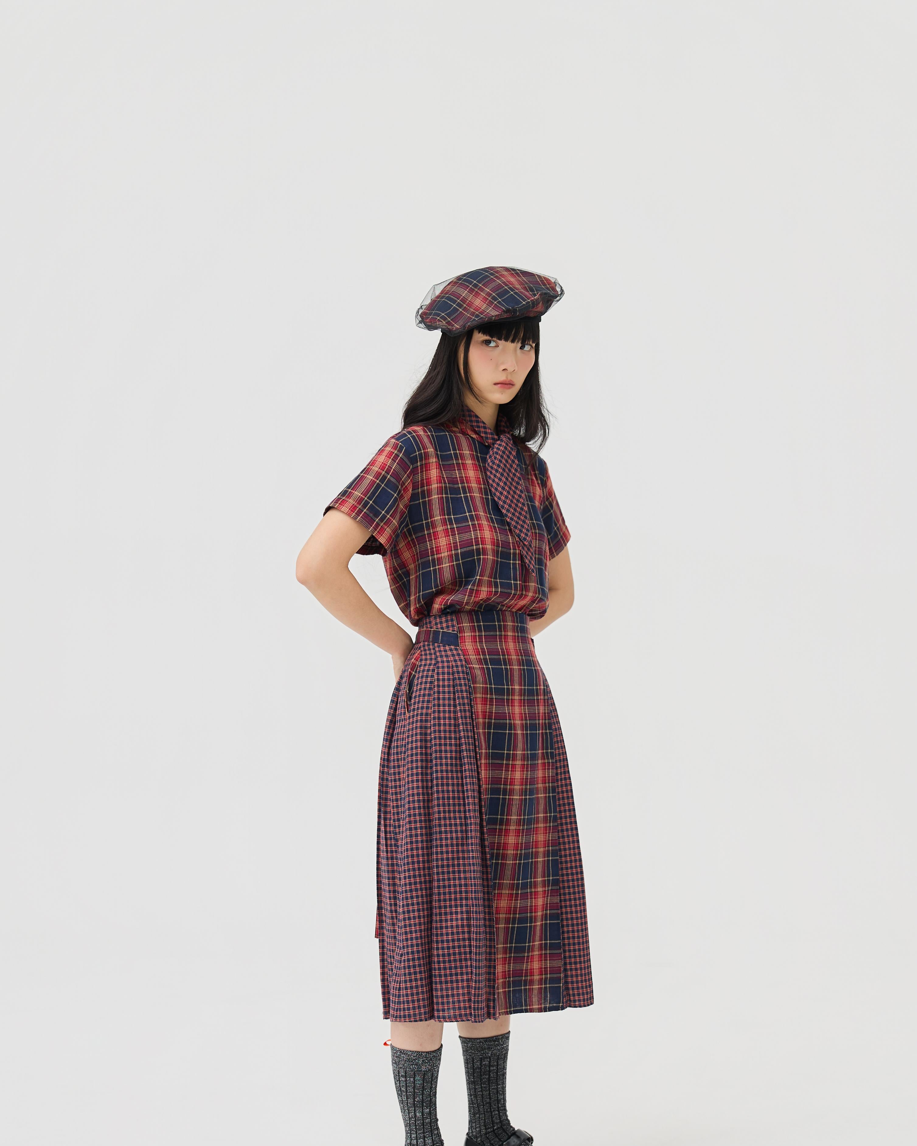 3EIGHTH | Ginrin Skirt In Red Tartan Double Gauze
