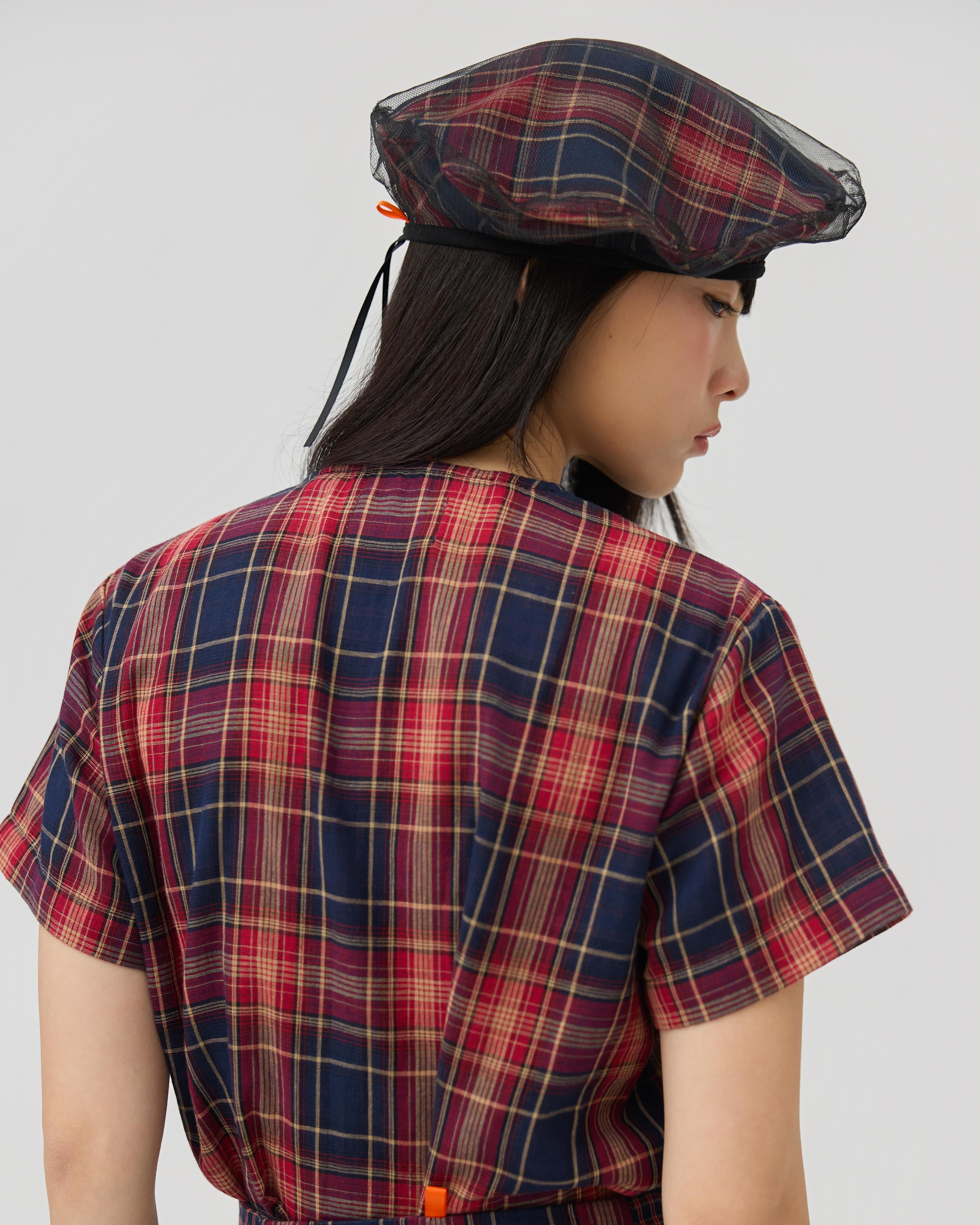 3EIGHTH | Kage Beret in Red Tartan Double Gauze