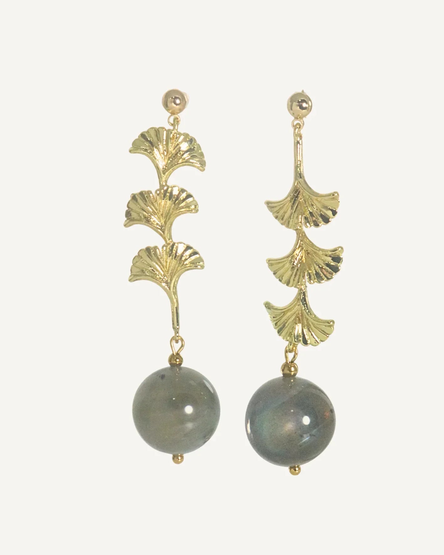 THE ANTECEDANT STORE | E - Statement Labradorite Ginkgo Branch Earrings