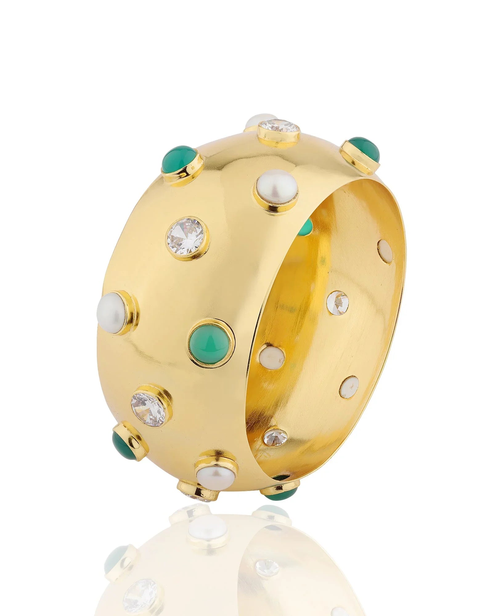 BOHEME BY VERO | Festive Bangle - Green Onyx & Pearls & Zircons