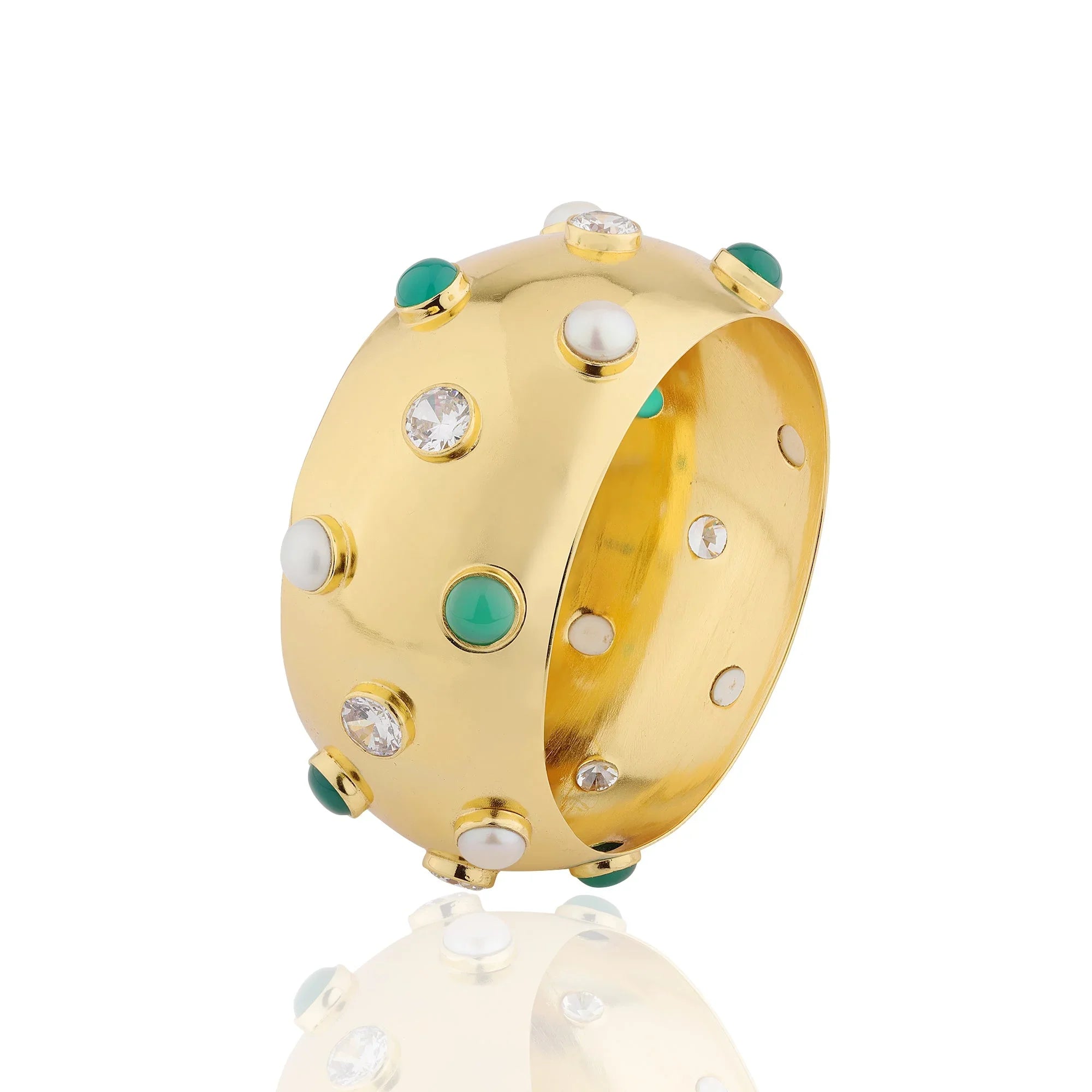 BOHEME BY VERO | Festive Bangle - Green Onyx & Pearls & Zircons
