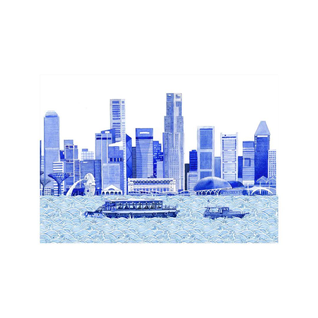 SINGLAPA | Singapore Skyline Art Print (Merlion)
