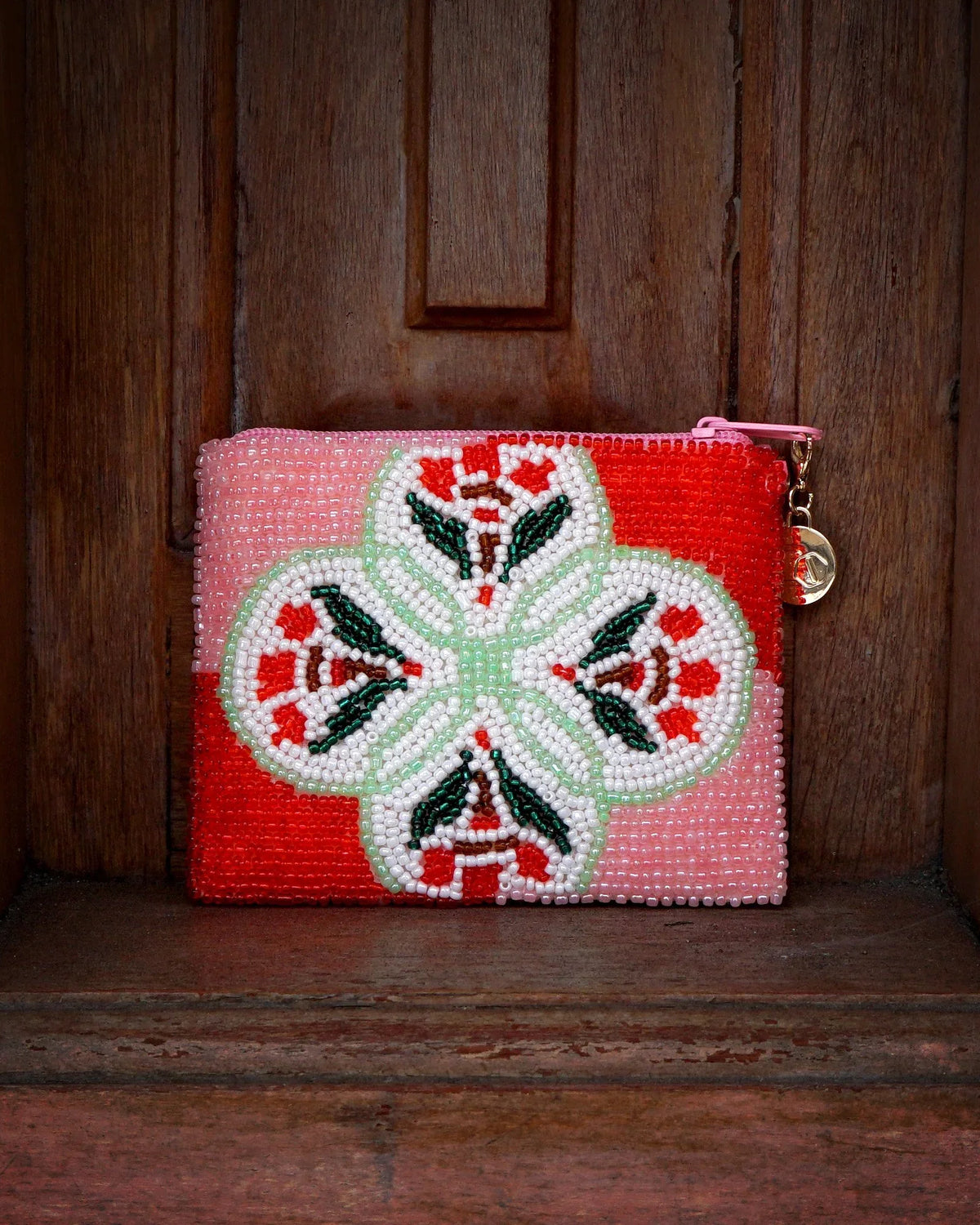 COCOONESE | Beaded Coin Purse - Petal Mandala (PK)