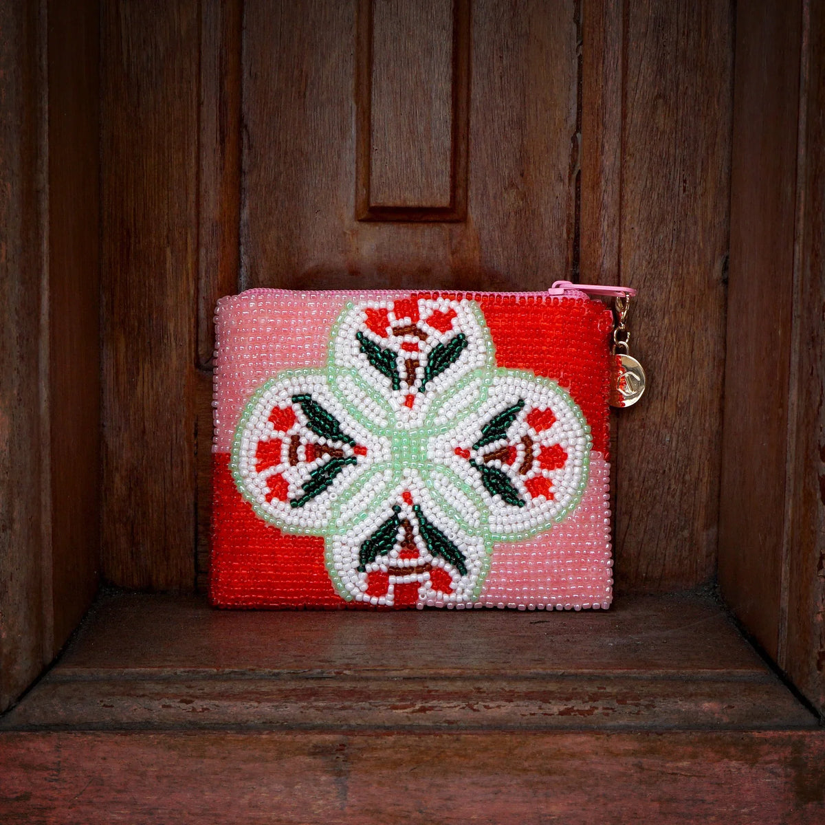 COCOONESE | Beaded Coin Purse - Petal Mandala (PK)
