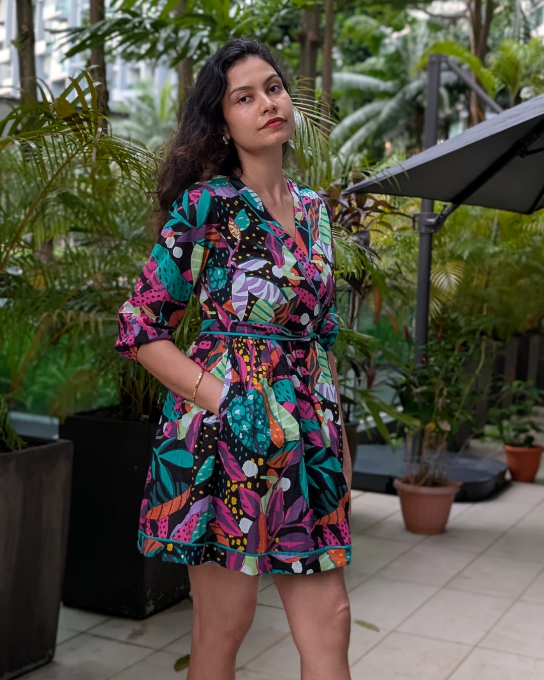 NIMBU | Havana Starry Night Wrap Dress In Cotton