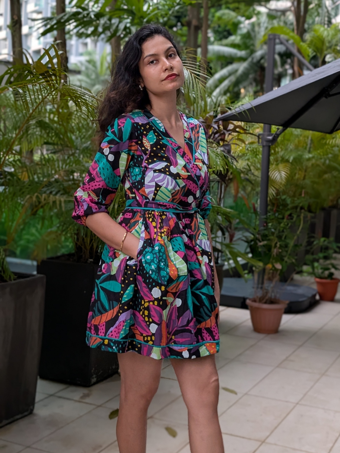 NIMBU | Havana Starry Night Wrap Dress In Cotton