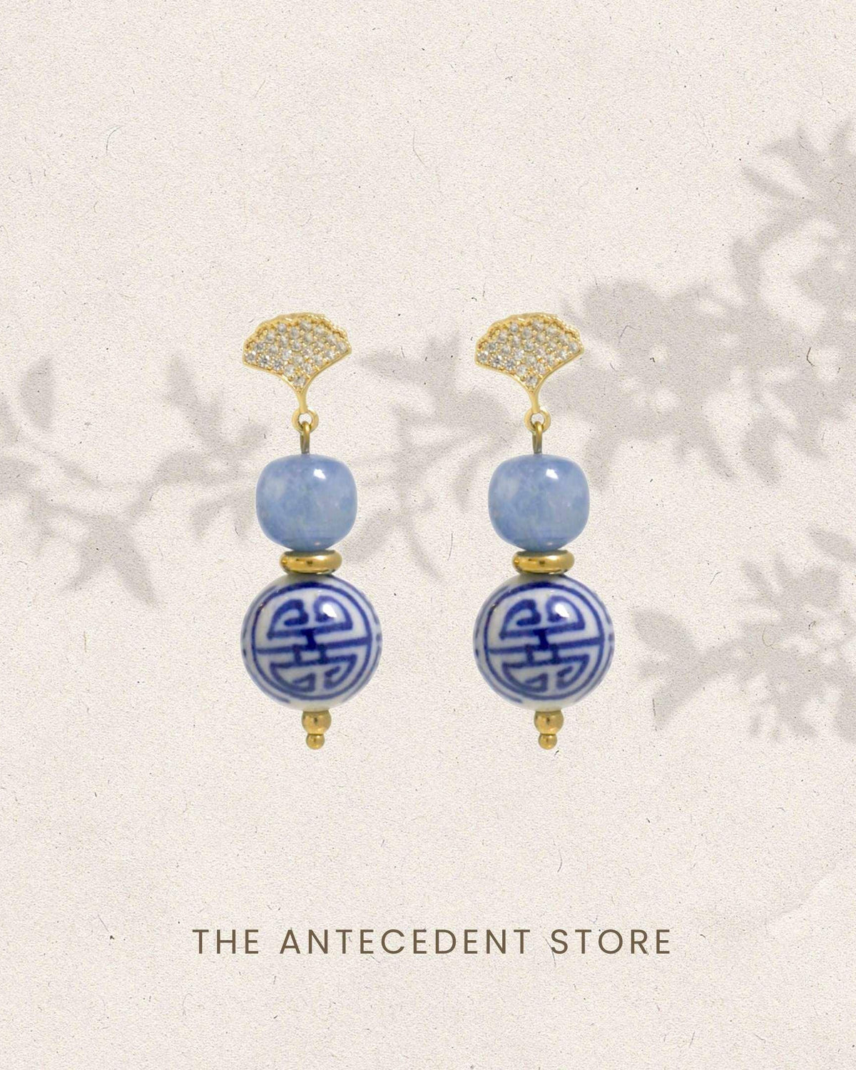 THE ANTECEDANT STORE | Good Fortune Kyanite Ginkgo Porcelain Earrings