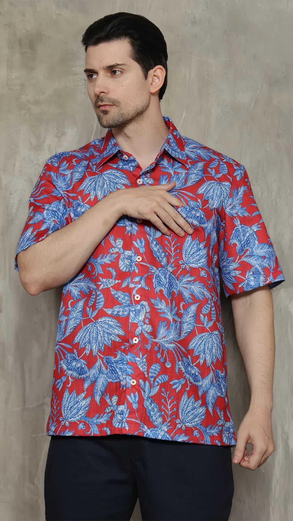KANZI COLLECTION | Blue Foliage Shirt
