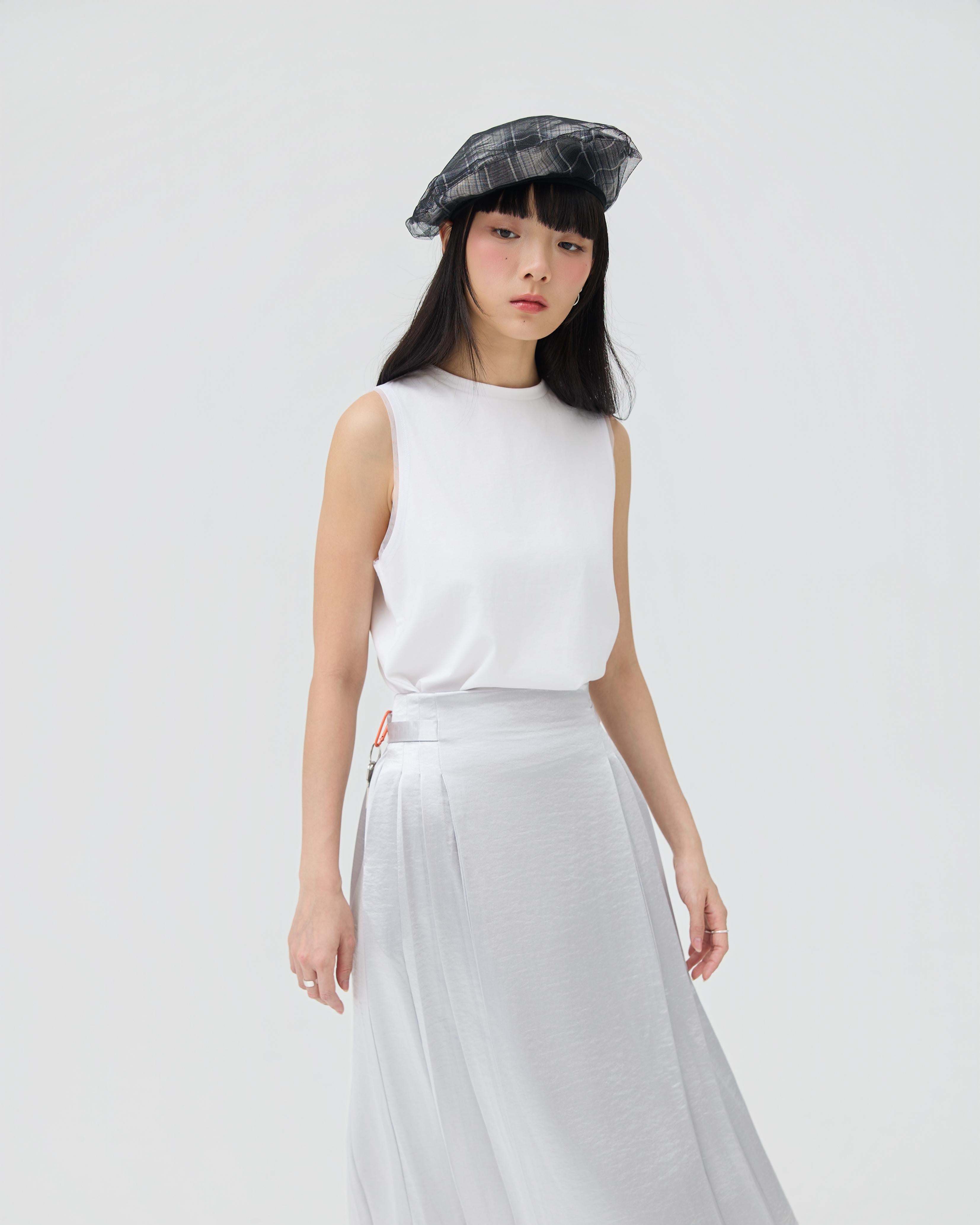 3EIGHTH | Ginrin Skirt In Silver Satin