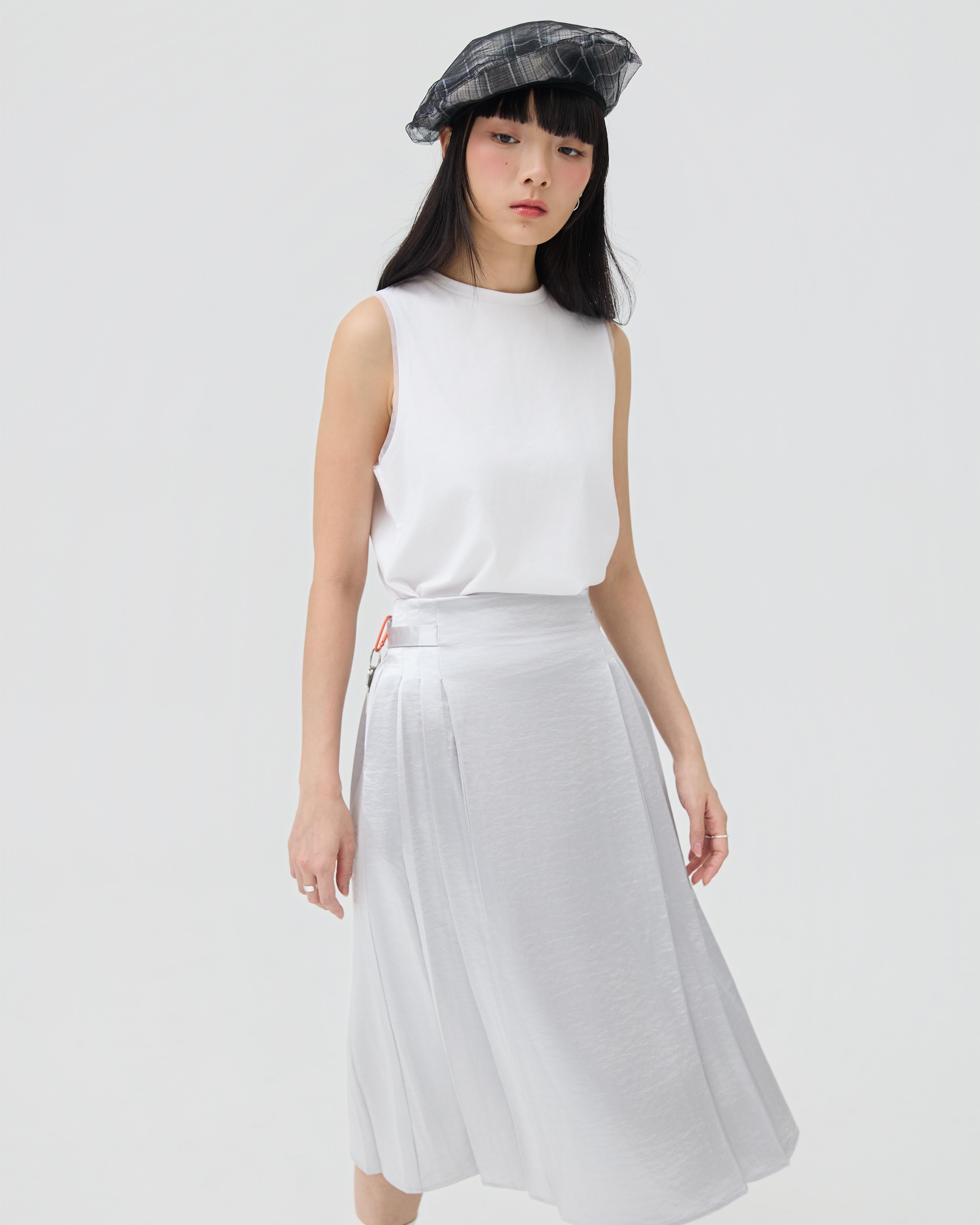 3EIGHTH | Ginrin Skirt In Silver Satin