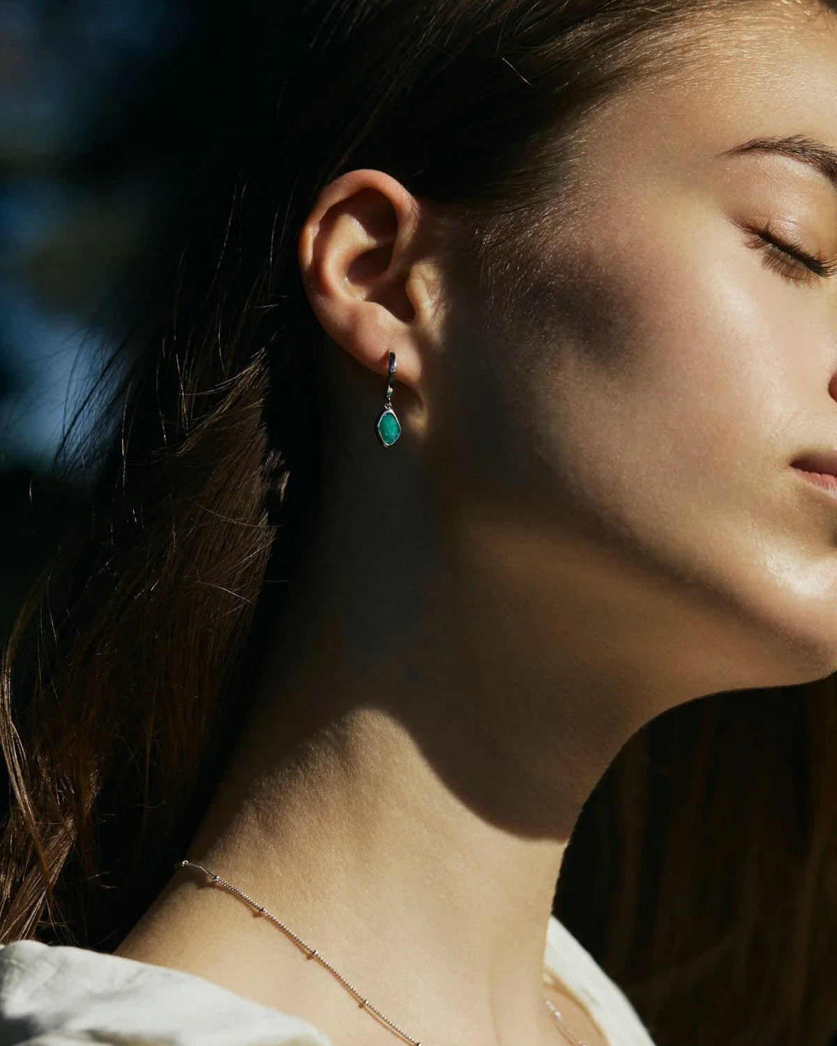 RINA LEE | Courage Amazonite Hoop Dangle Earrings