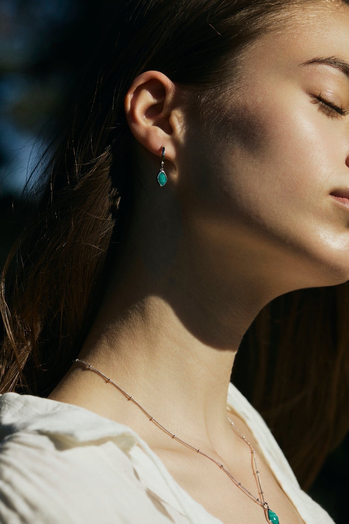 RINA LEE | Courage Amazonite Hoop Dangle Earrings