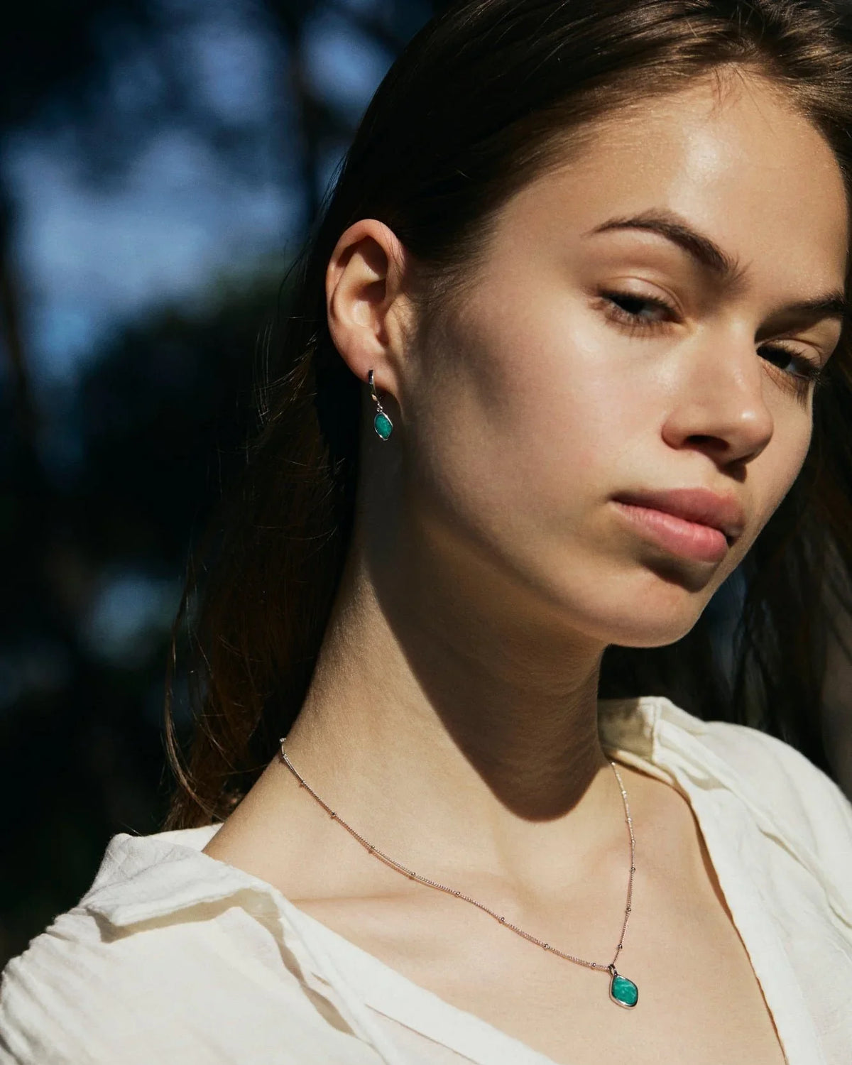 RINA LEE | Courage Amazonite Hoop Dangle Earrings