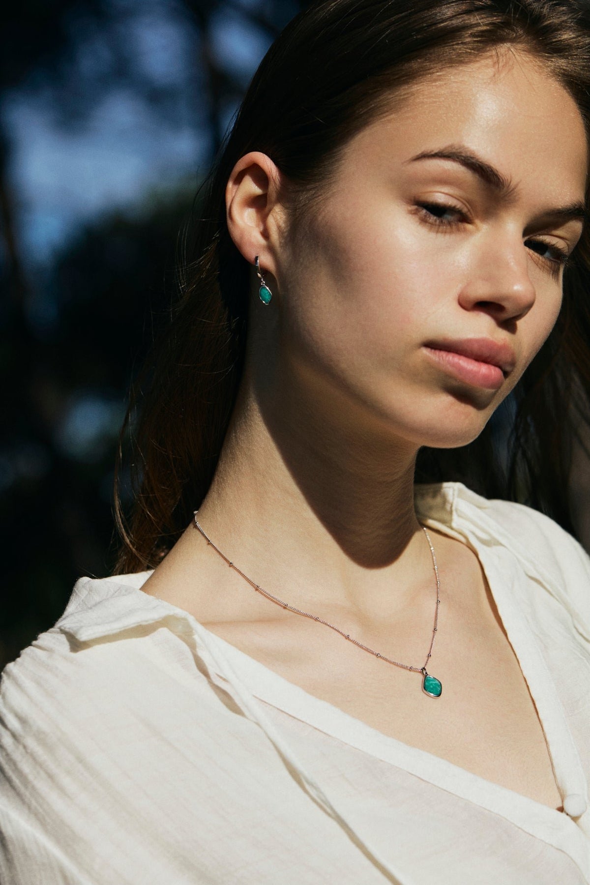 RINA LEE | Courage Amazonite Hoop Dangle Earrings