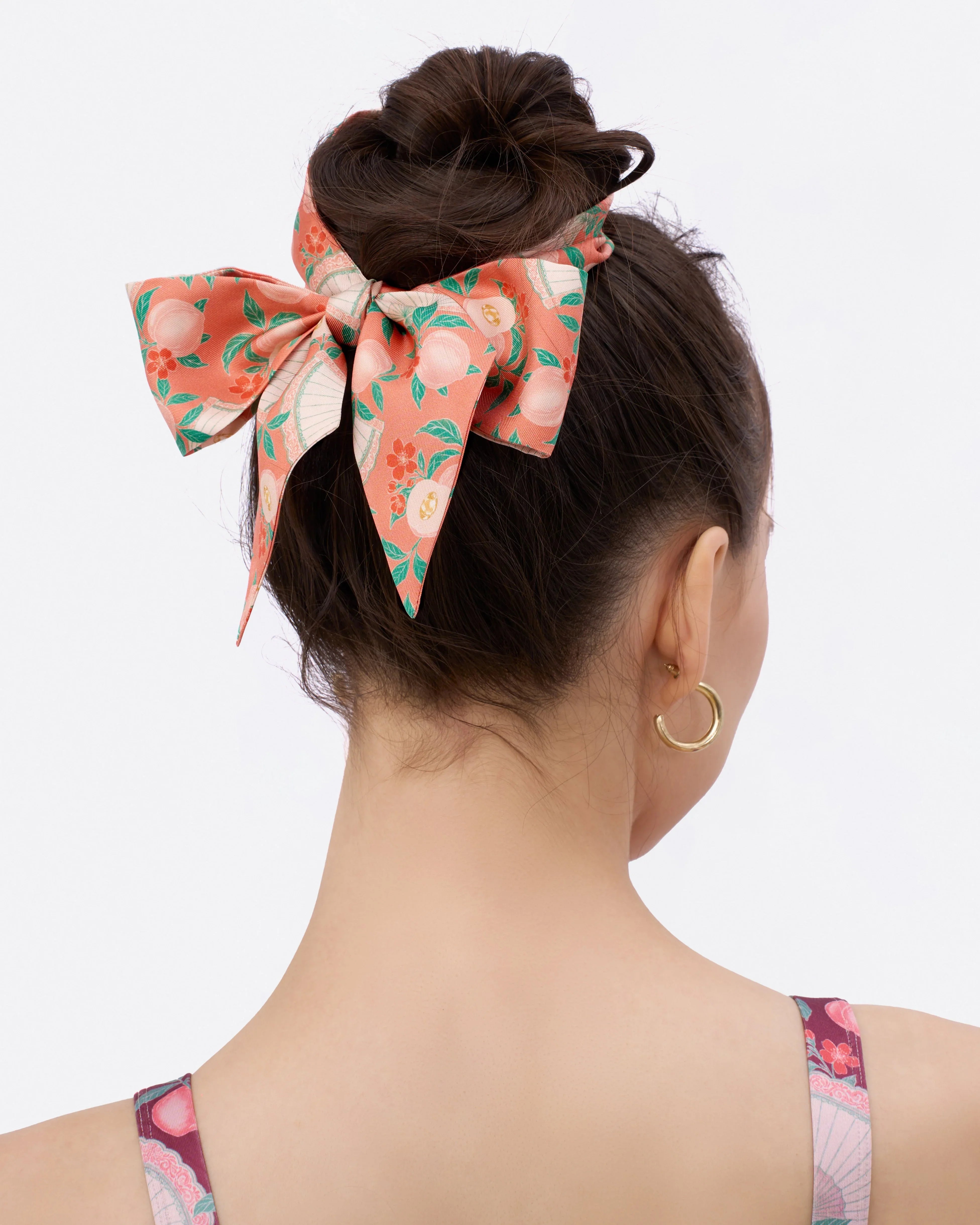 STUDIO QILING | Golden Peaches Coral Silk Bandeau 100