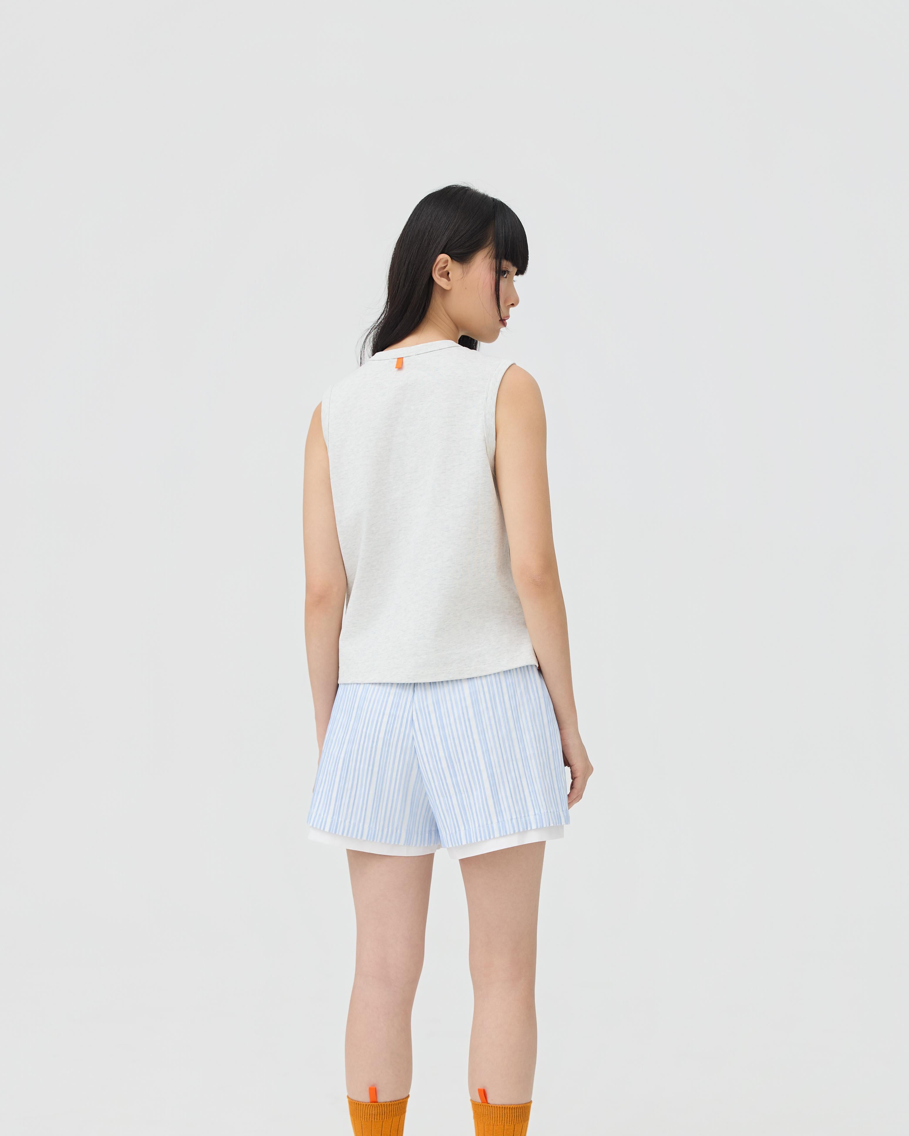 3EIGHTH | Musubi Henley Tank In Grey Marl