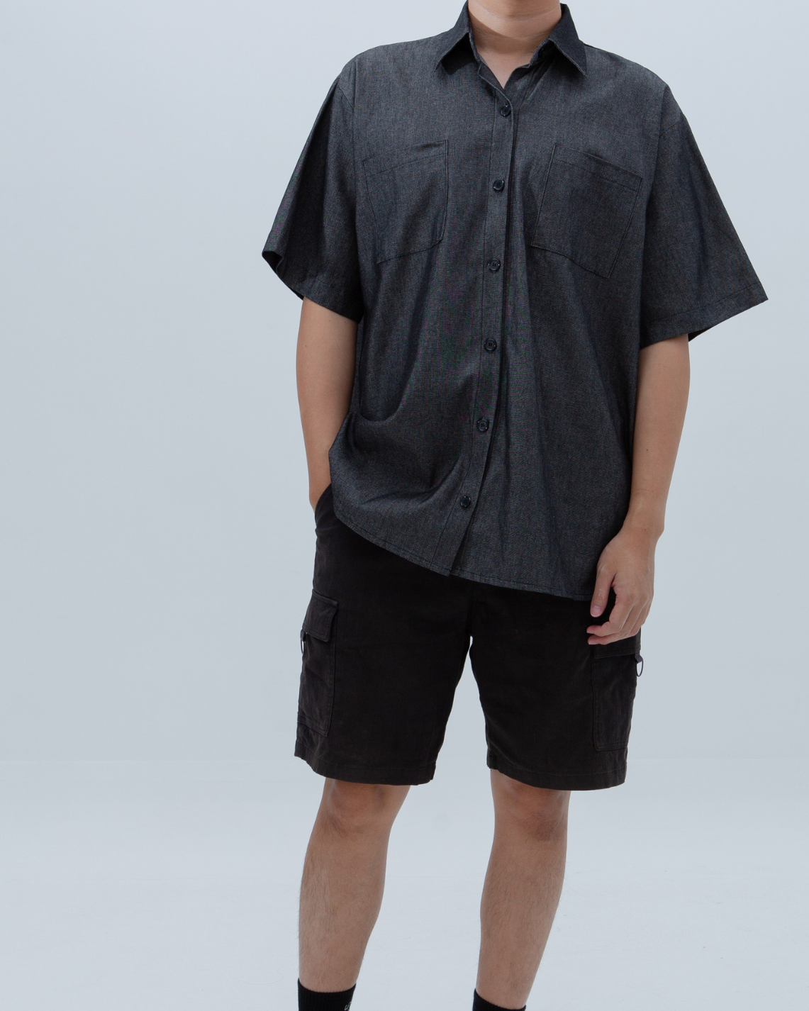 SAERO COLLECTIVE | Denim Short Sleeve Shirt | Black