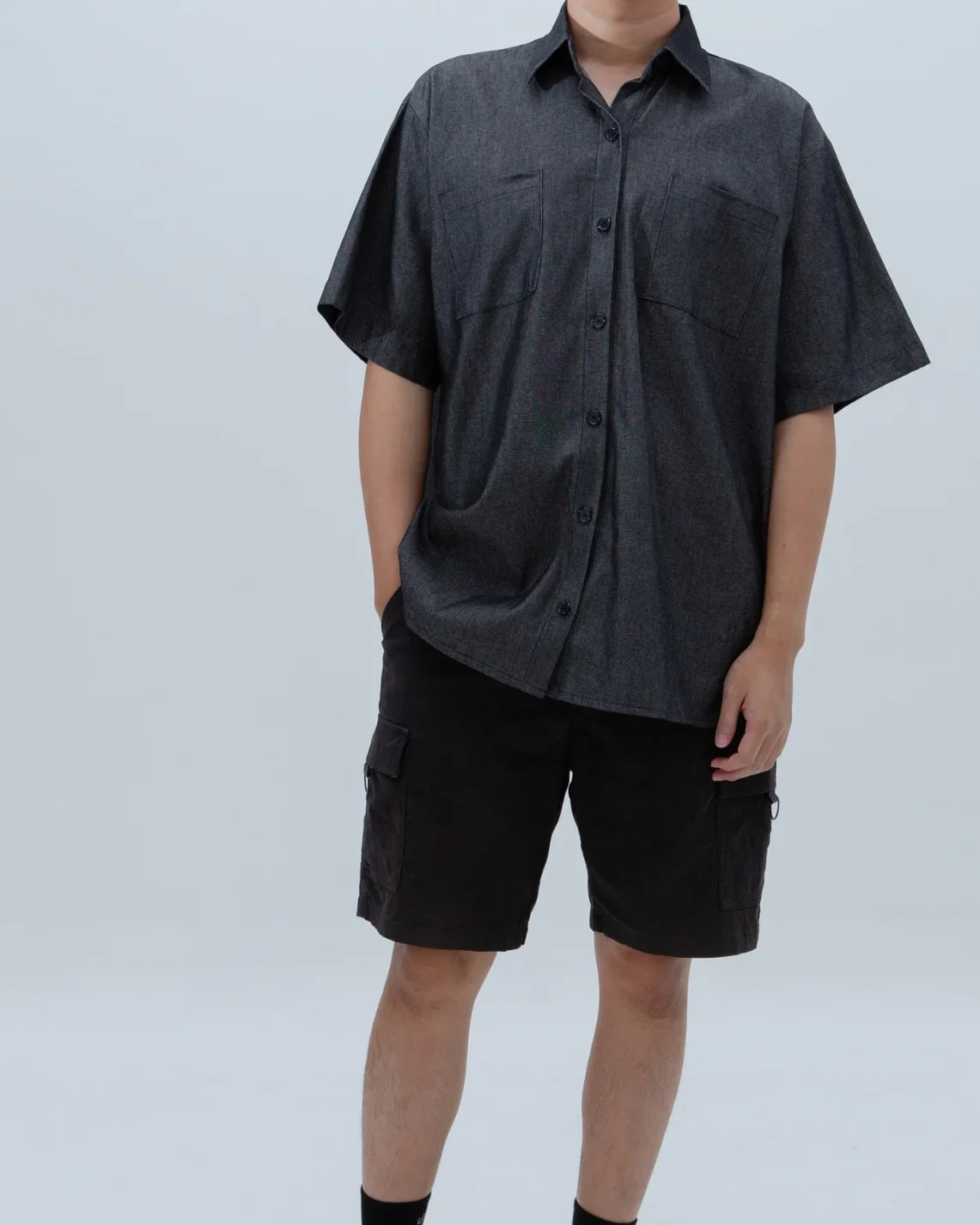 SAERO COLLECTIVE | Denim Short Sleeve Shirt | Black
