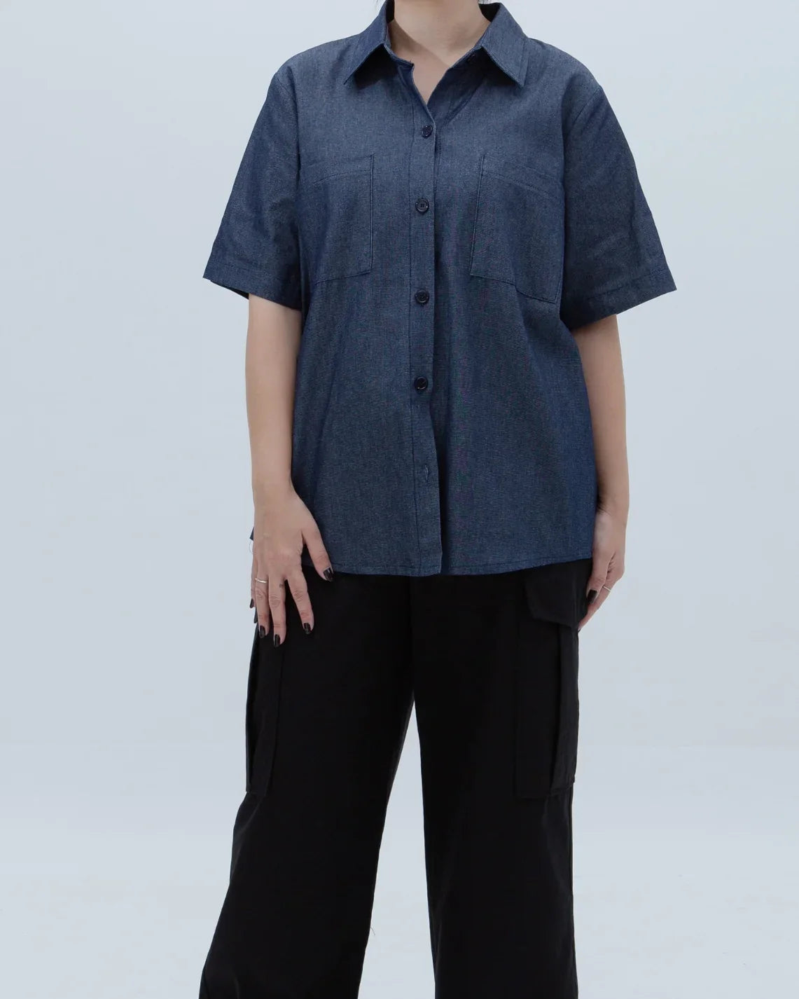 SAERO COLLECTIVE | Denim Short Sleeve Shirt | Blue