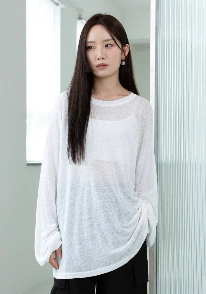 SAERO COLLECTIVE | Myeon Long Sleeve Top | White