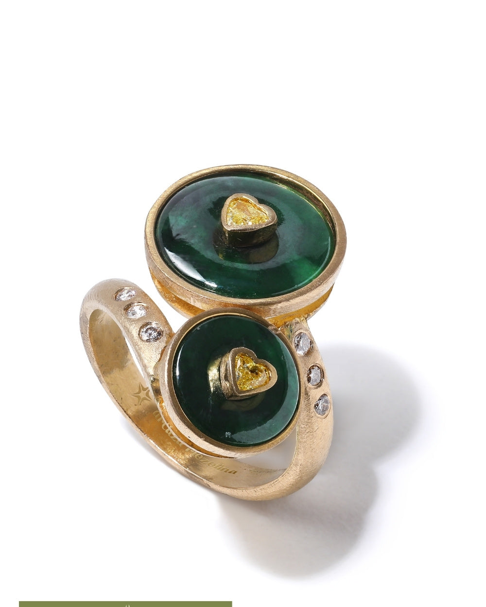 CREATIVE JEWELLERY STUDIO | 18k Gold Jadeite & Diamond "Toi-et-Moi" Ring by Arcaza Riezelina
