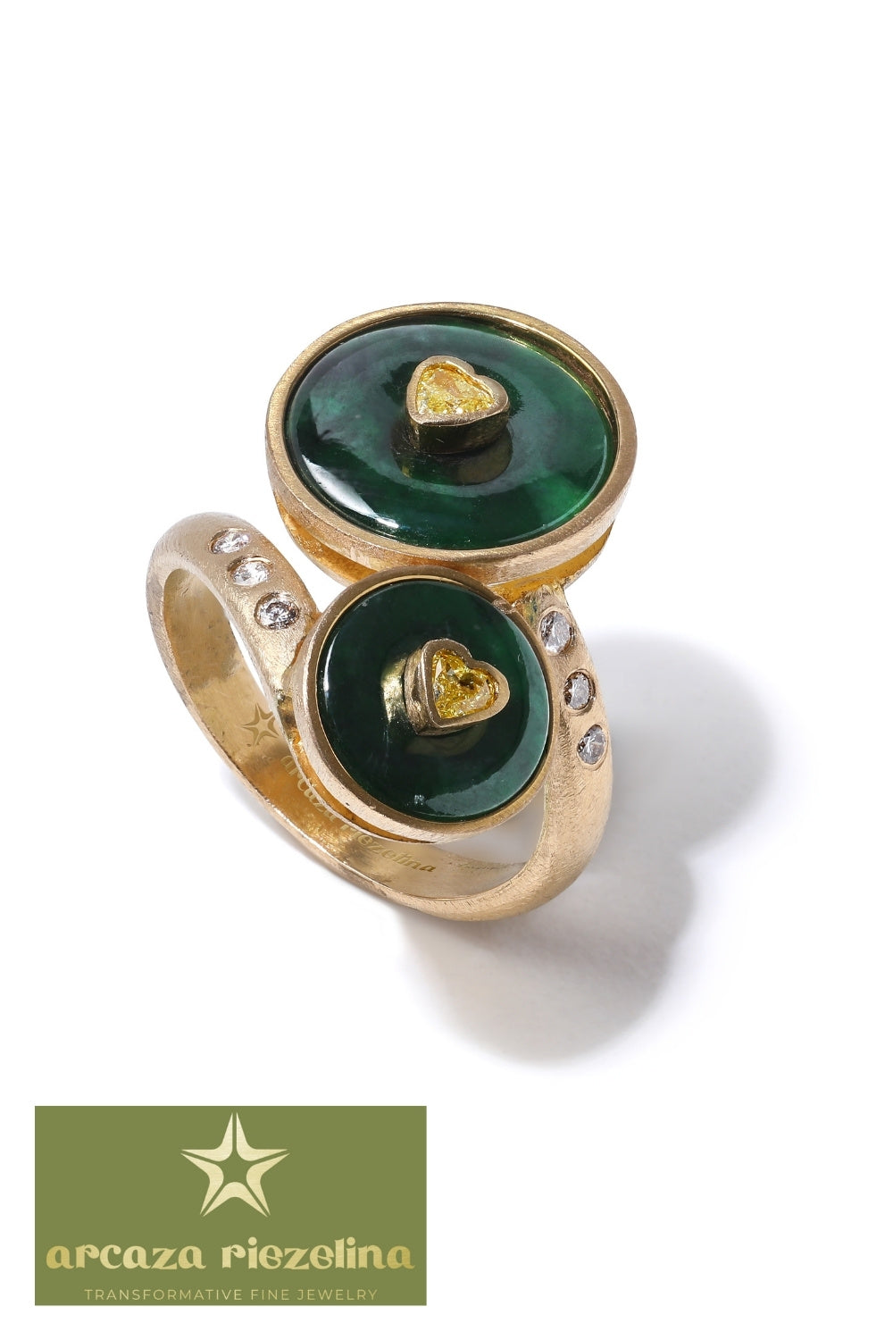 CREATIVE JEWELLERY STUDIO | 18k Gold Jadeite & Diamond "Toi-et-Moi" Ring by Arcaza Riezelina