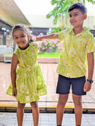 NIMBU | Kyra Kids Unisex Cotton Shirt In Lime Green