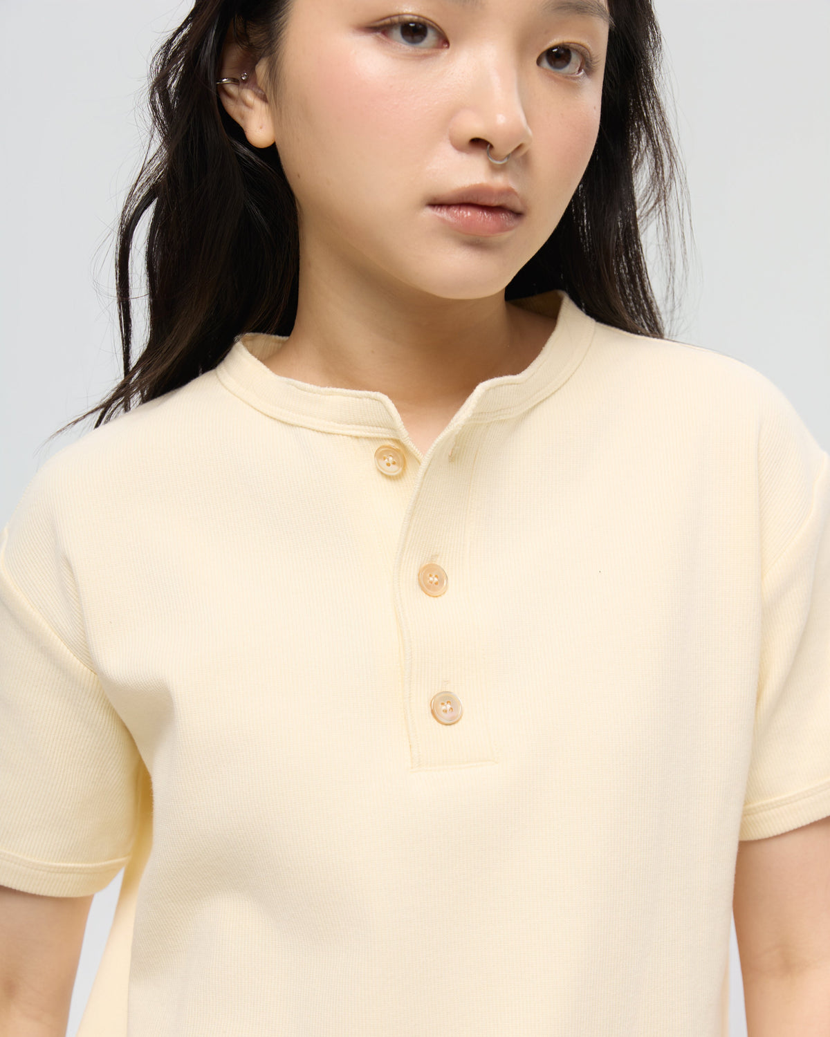 3EIGHTH | Military Henley Tee in Cream