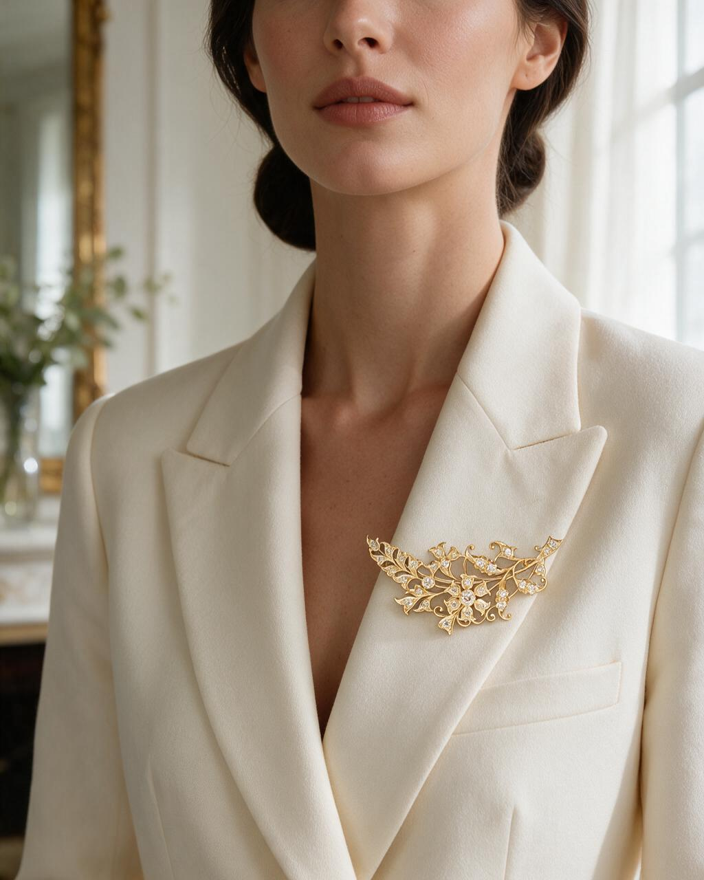 FOUNDATION JEWELLERS | 18K Yellow Gold Natural Diamond Pendant Brooch - PP101337