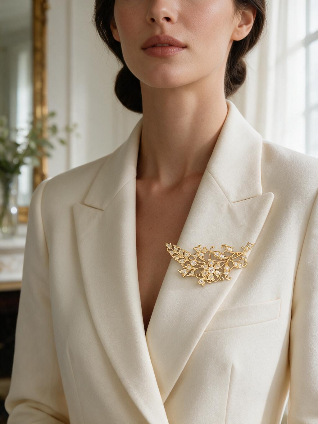 FOUNDATION JEWELLERS | 18K Yellow Gold Natural Diamond Pendant Brooch - PP101337