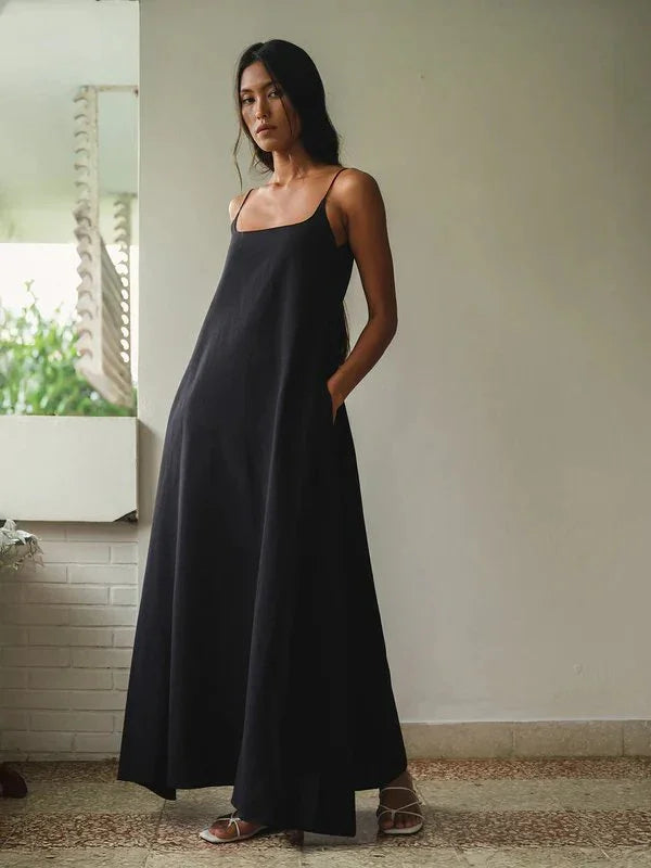 SAYA | MAE - Rounded Square Neck Maxi Dress