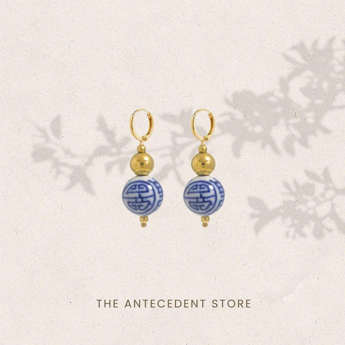 THE ANTECEDANT STORE | Good Fortune Porcelain Huggies Earrings