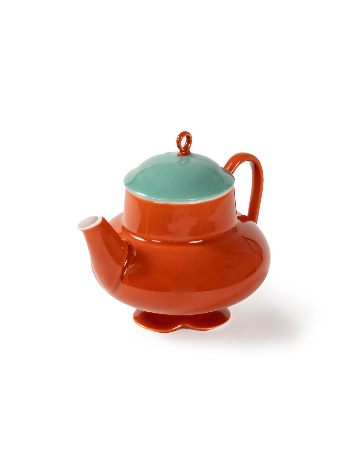 CRAFILAB | Brick Red & Turquoise Round Teapot