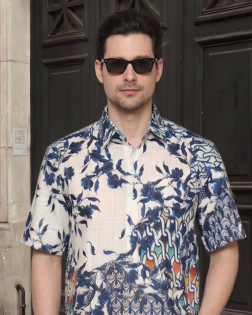 KANZI COLLECTION | Indigo Art-Print Shirt