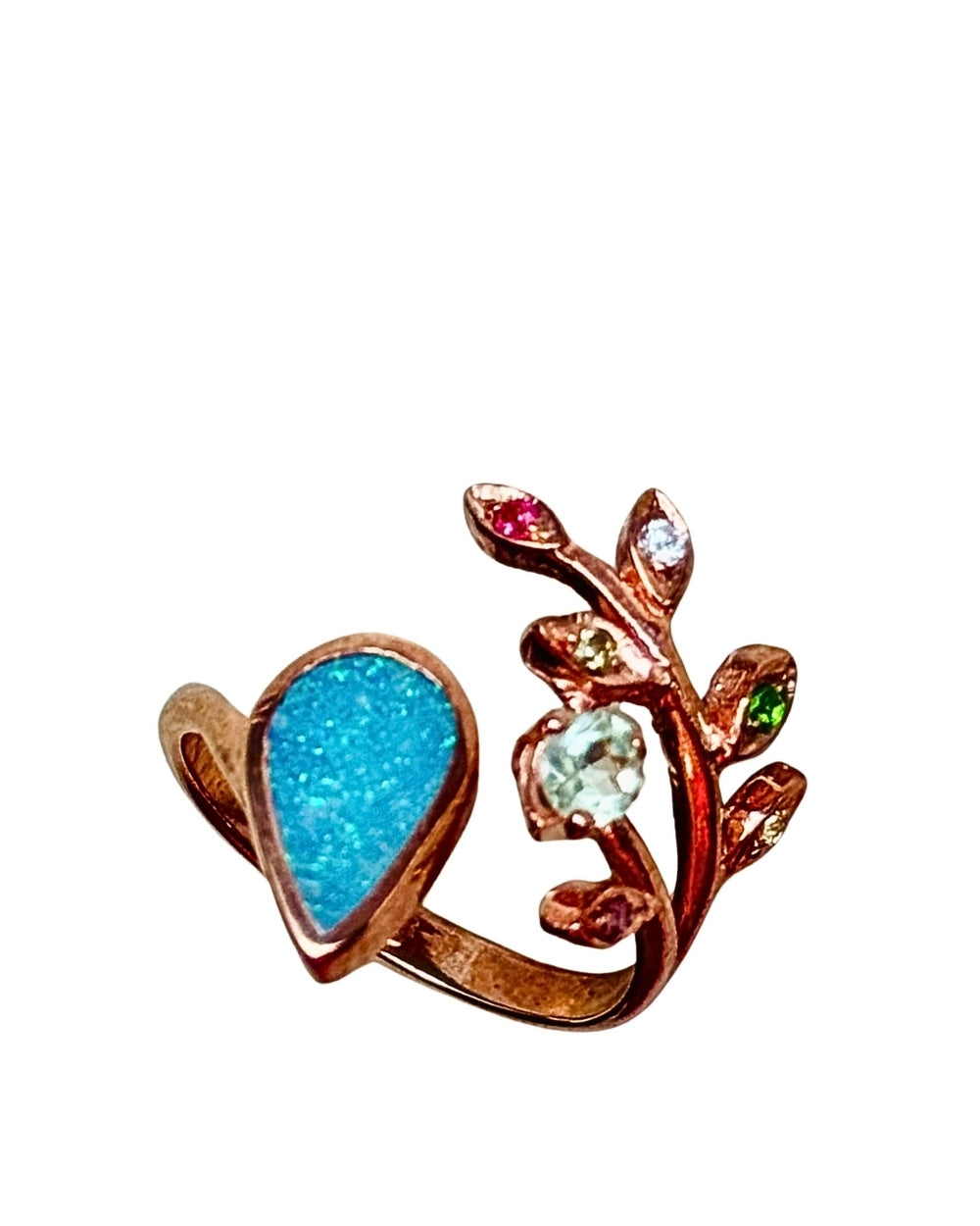 CREATIVE JEWELLERY STUDIO | Opal & Sapphire, Rose Gold Plated Silver Ring by Blissadora