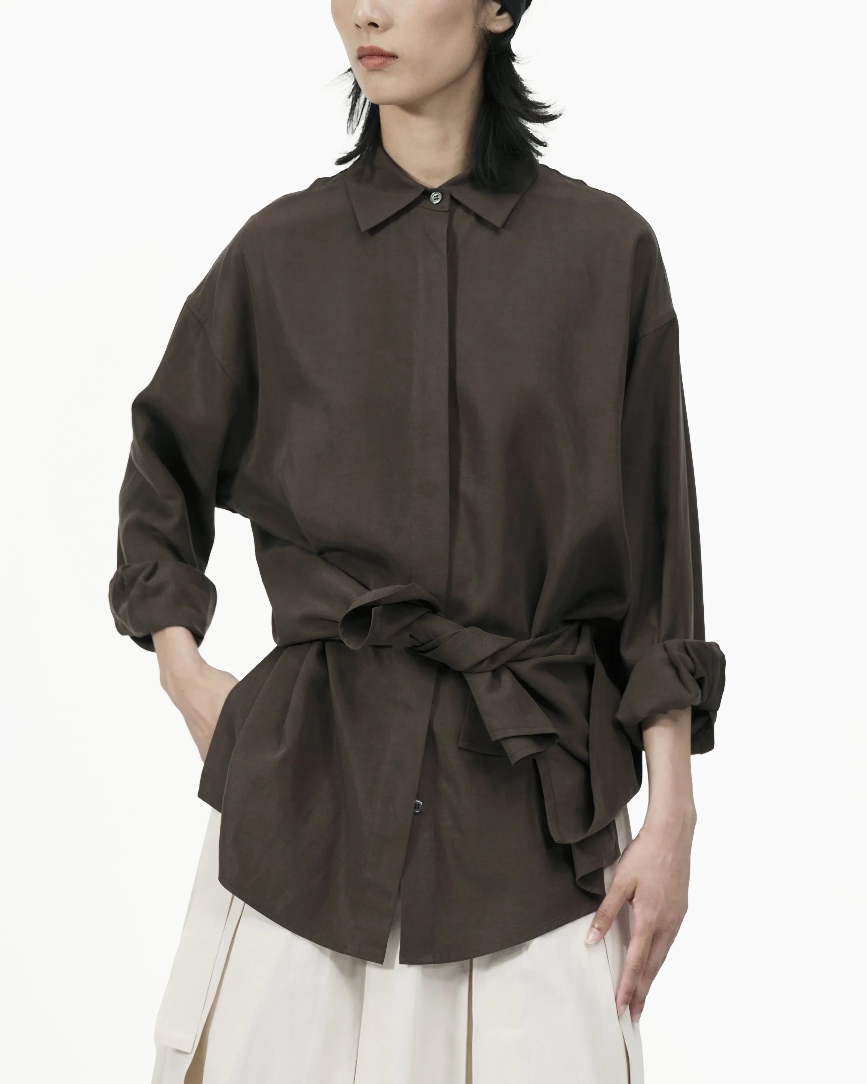 GRAYE | Fluid Knot Shirt - Brown