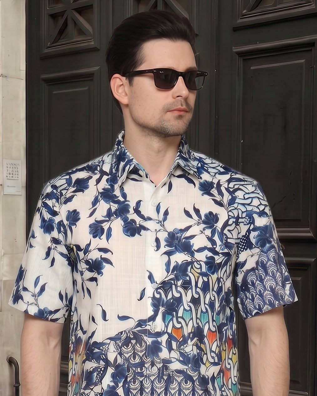 KANZI COLLECTION | Indigo Art-Print Shirt