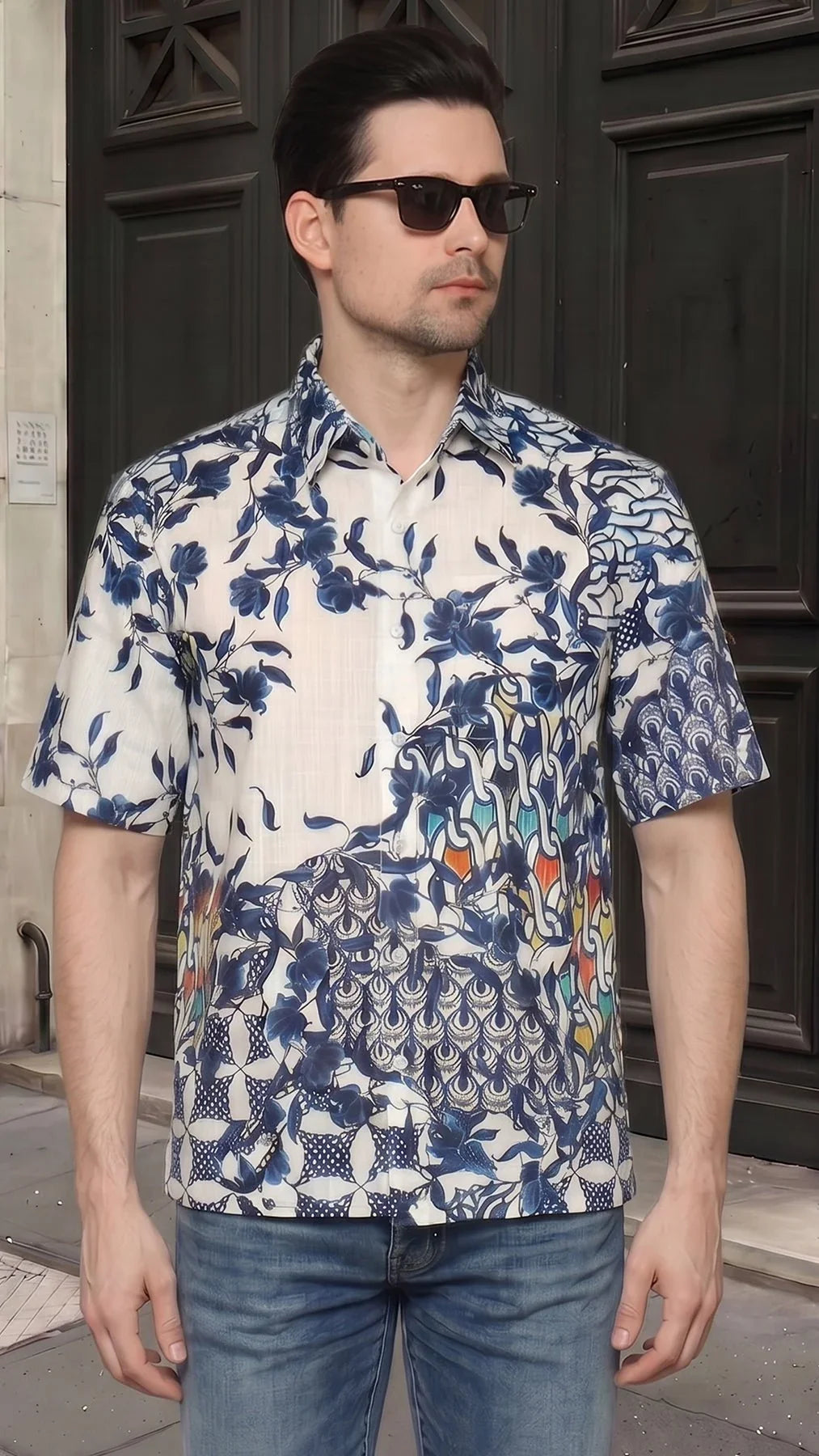 KANZI COLLECTION | Indigo Art-Print Shirt