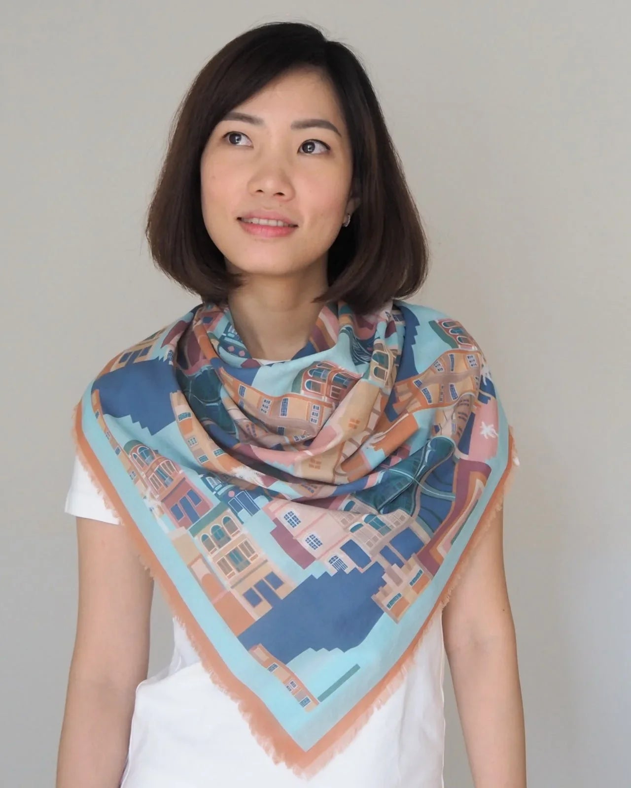 BINARY STYLE | Shophouses Of Singapore 115x115cm Square Scarf