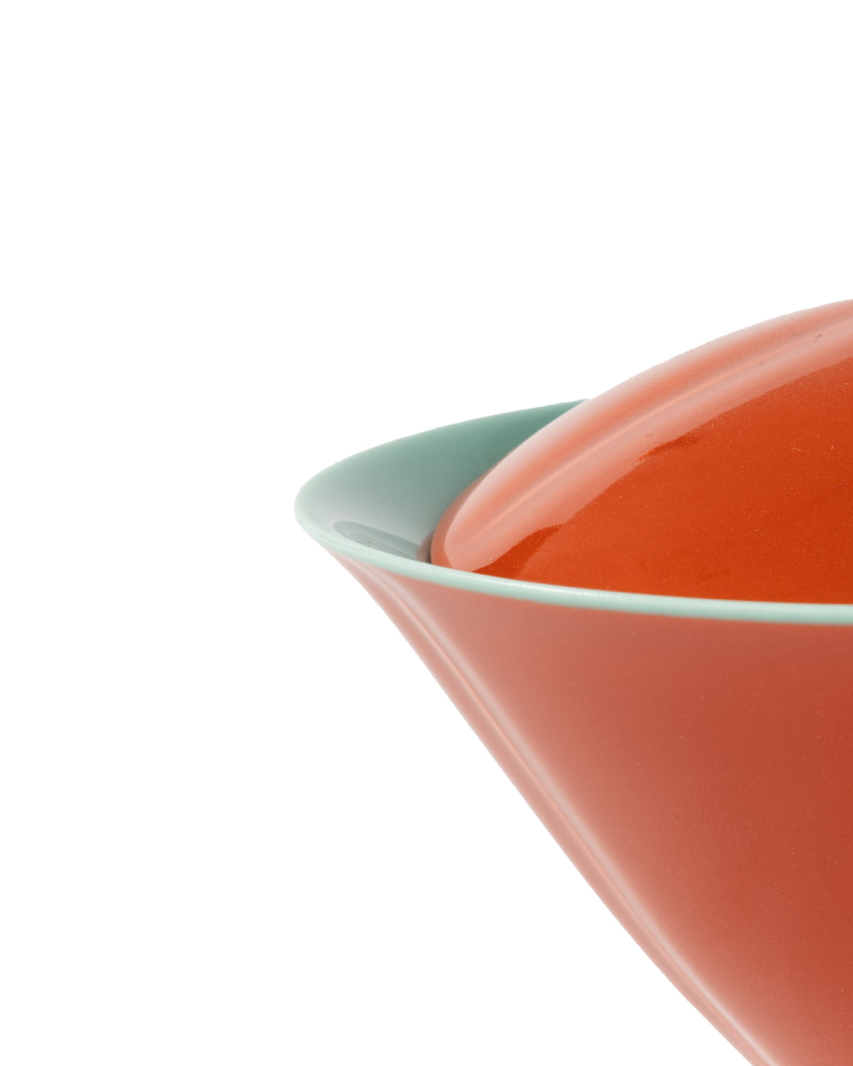 CRAFILAB | Brick Red & Turquoise Bamboo Hat Lidded Bowl