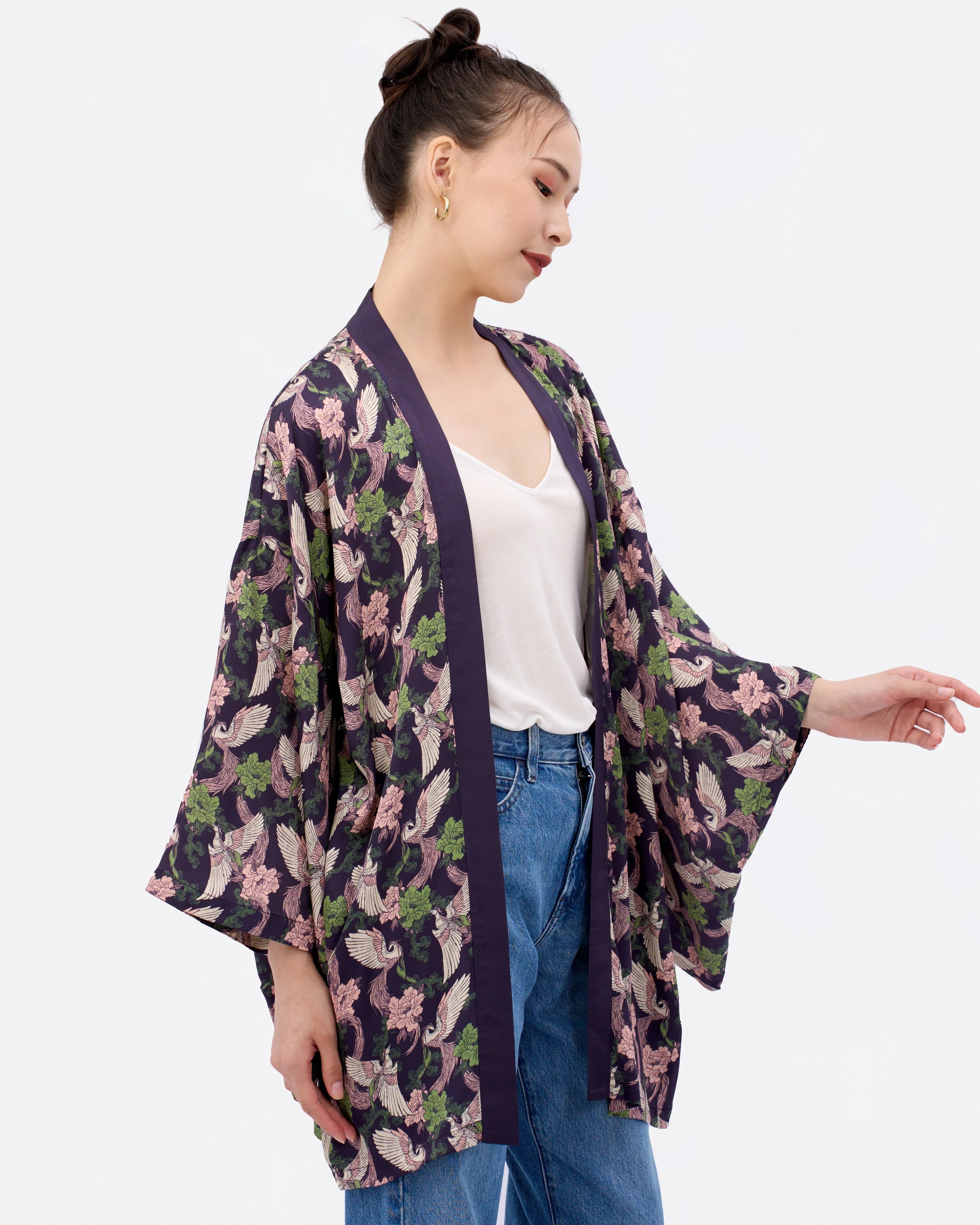 STUDIO QILING | Phoenix Pink Sage Silk Blend Kimono