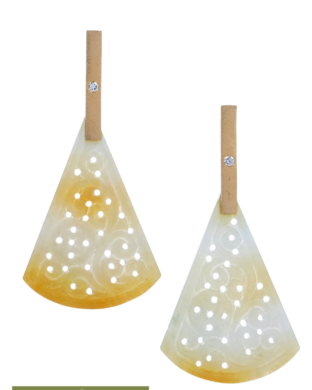 CREATIVE JEWELLERY STUDIO | 18k Gold Jadeite & Diamond "Magical Pendulum" Earrings by Arcaza Riezelina