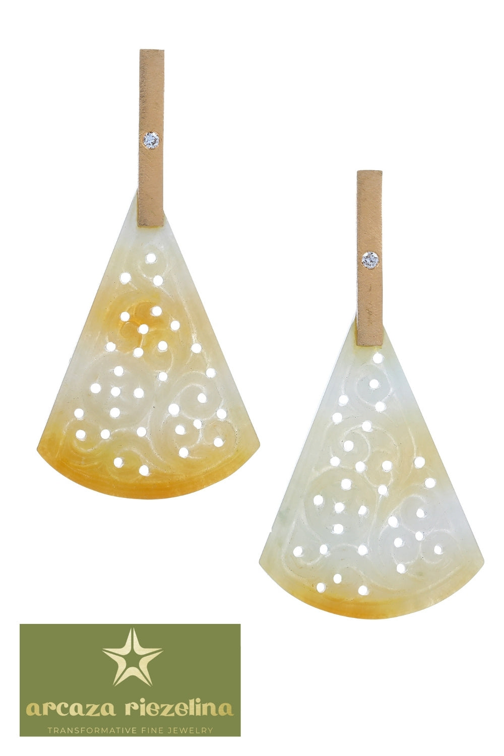 CREATIVE JEWELLERY STUDIO | 18k Gold Jadeite & Diamond "Magical Pendulum" Earrings by Arcaza Riezelina