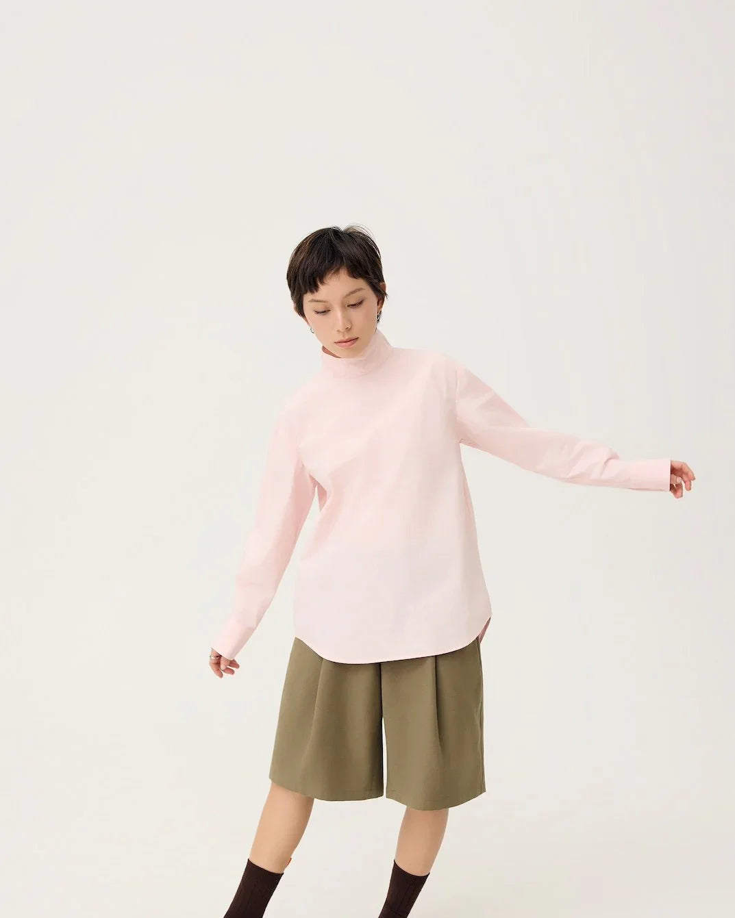 3EIGHTH | Oki Scarf Collar Top in Sakura Pink