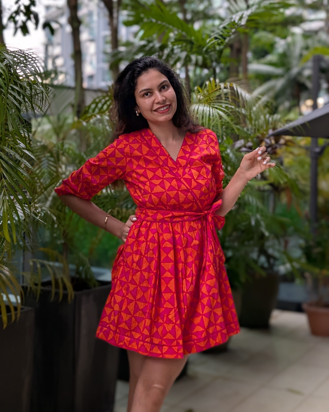 NIMBU | Havana Tango Sorbet Wrap Dress in Cotton