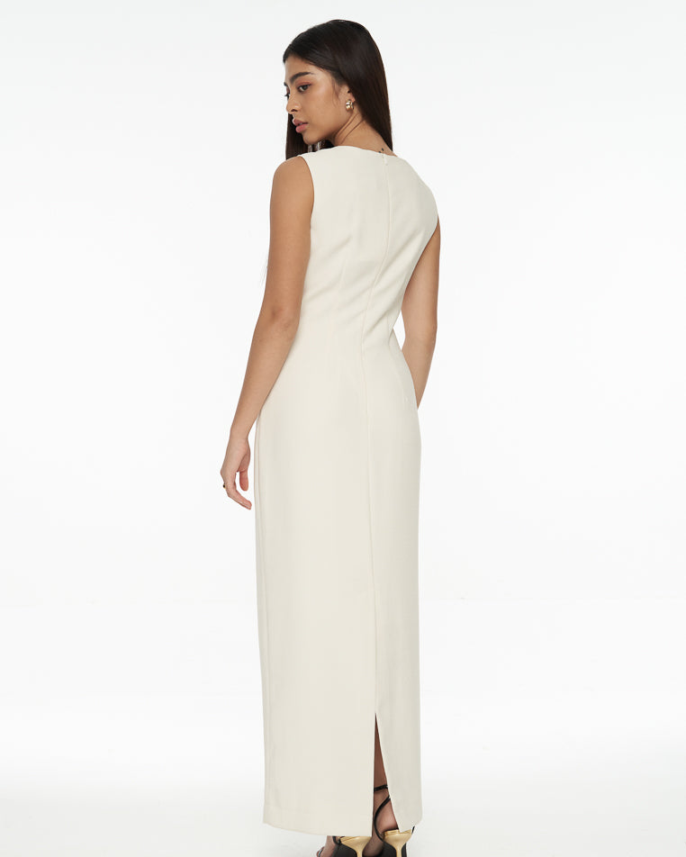 DRESSINGPAULA | Asymmetric Crepe Maxi Dress