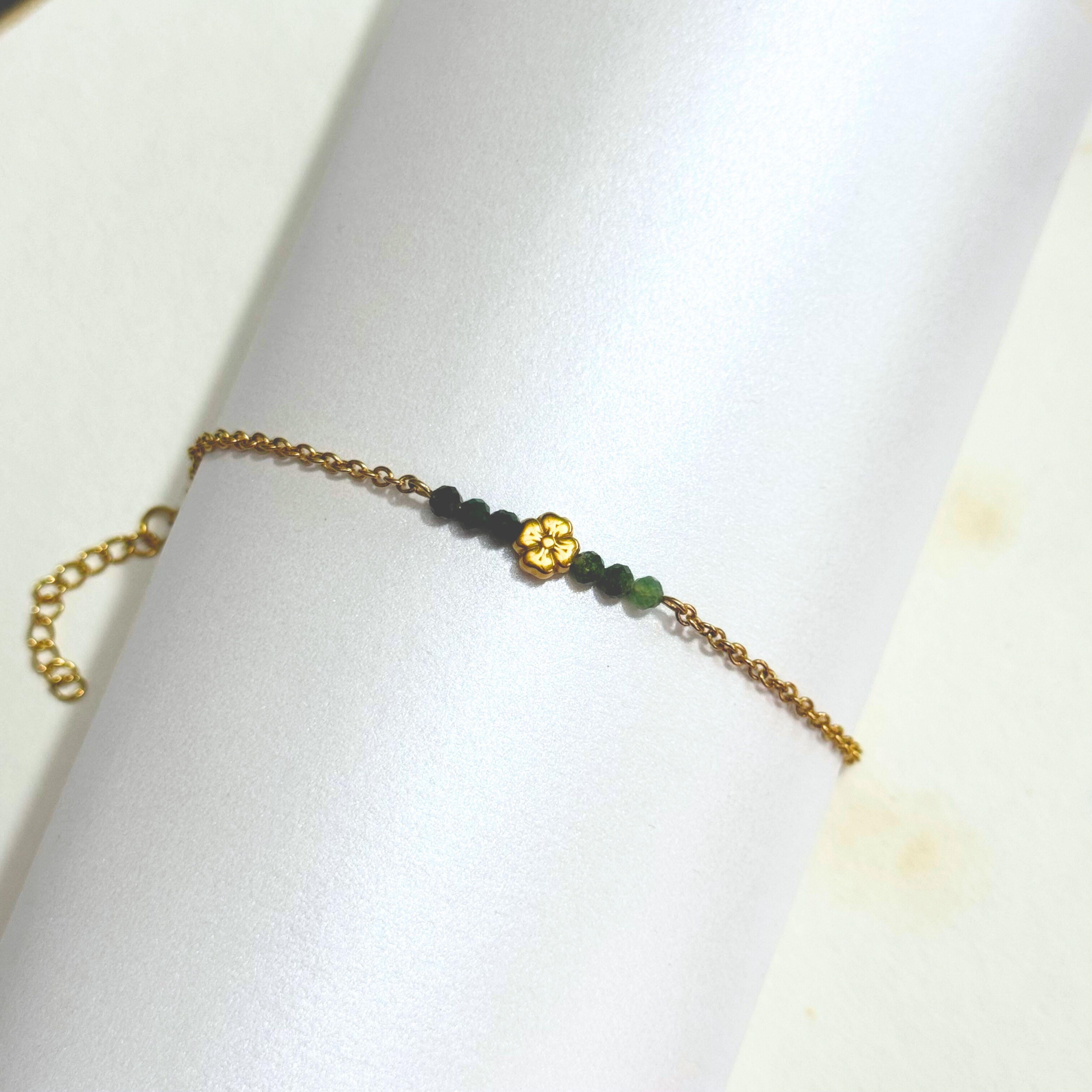 THE ANTECEDENT STORE | B - Four Leaf Green Agate Chain Bracelet