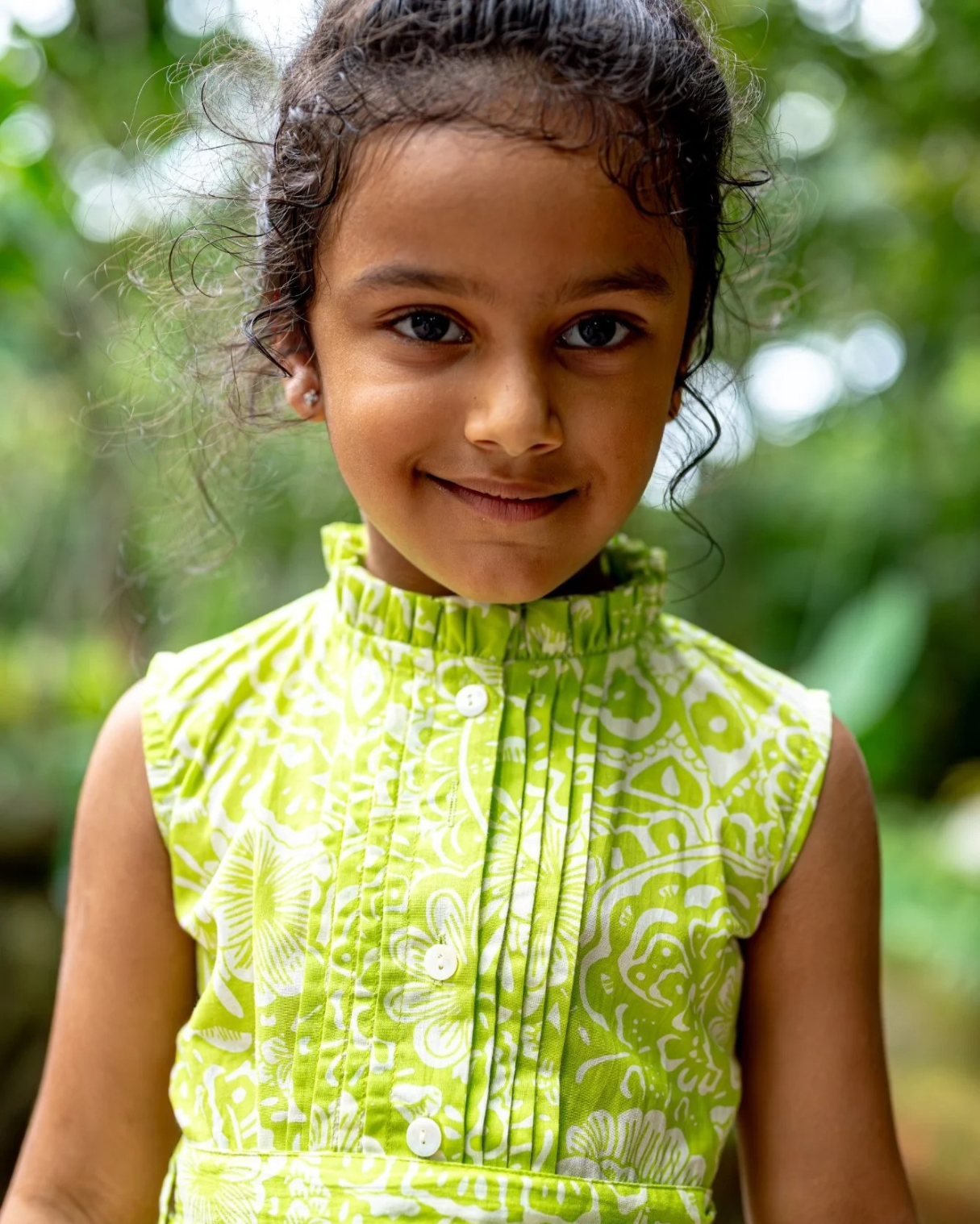 NIMBU | Kyra Girls Pintuck Dress In Lime Green