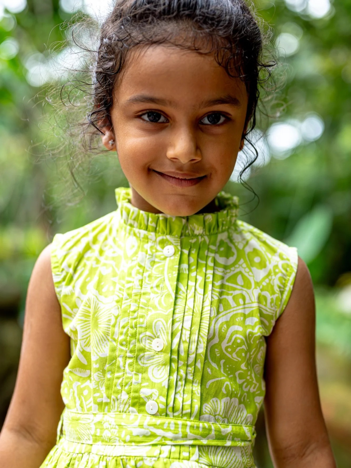 NIMBU | Kyra Girls Pintuck Dress In Lime Green