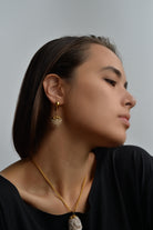 MARILYN TAN JEWELLERY | Natural Beige Desert Rose Clip and Post Gold Earrings